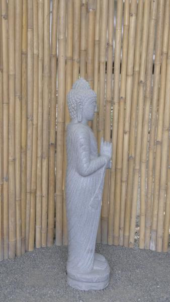 Product image 4 of the product “Standing Buddha made of Riverstone in Dharmachakra position - gesture of wheel of the teaching of Dharma. About 122cm height. ”